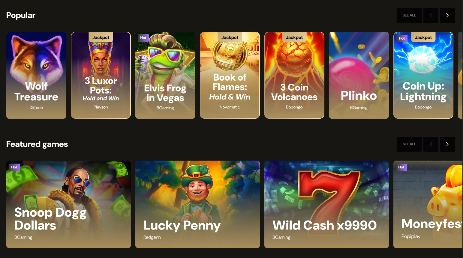 Popular slot games at Lucky Ones Casino